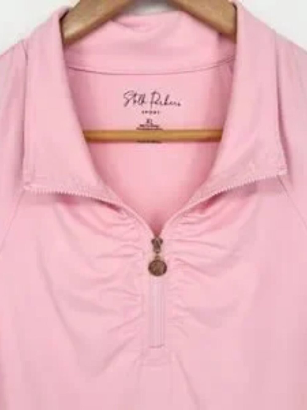 Sport Quarter Zip Pink Sleeveless Top - Picture 2 of 5